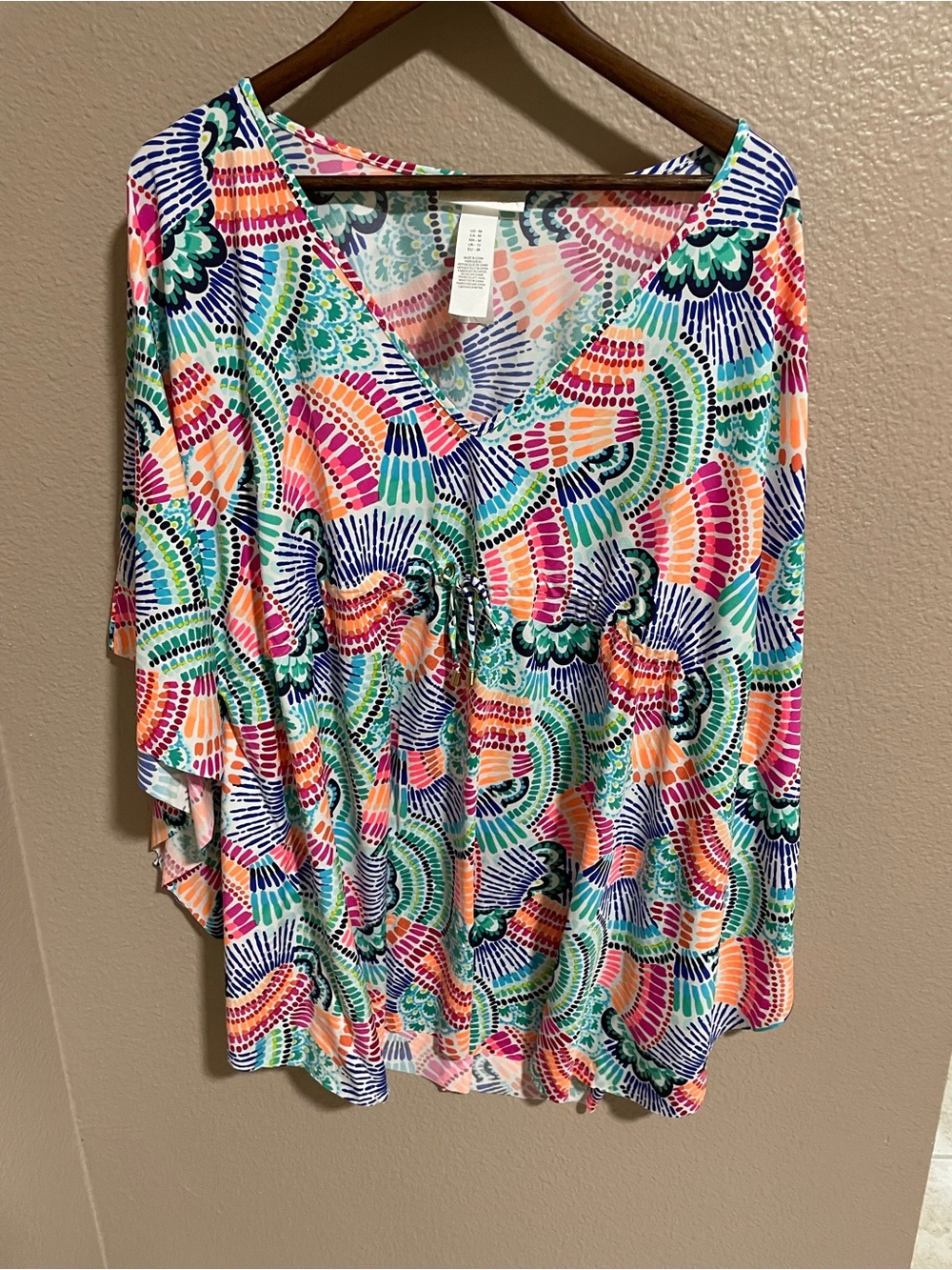 La Blanca Bright Multicolor V-Neck swim Cover-Up Tunic NWT